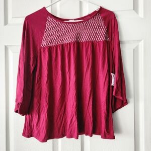Old Navy Maroon Top with Diamond Pattern